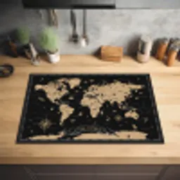 Wereldkaart - Beige - Zwart Inductie beschermer vinyl 3mm klein -sfeer5