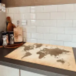 Wereldkaart - Beige - Bruin Inductie beschermer vinyl 3mm klein -sfeer3