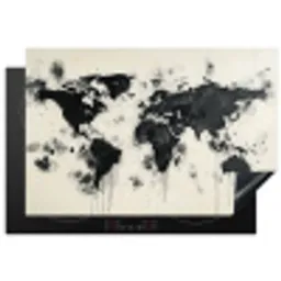 Wereldkaart - Zwart - Inkt Inductie beschermer vinyl 3mm klein -3d