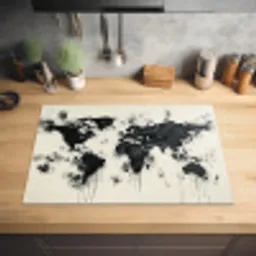 Wereldkaart - Zwart - Inkt Inductie beschermer vinyl 3mm klein -sfeer5