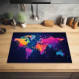 Wereldkaart - Kleurrijk - Graffiti Inductie beschermer vinyl 3mm klein -sfeer5
