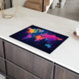 Wereldkaart - Kleurrijk - Graffiti Inductie beschermer vinyl 3mm klein -sfeer8