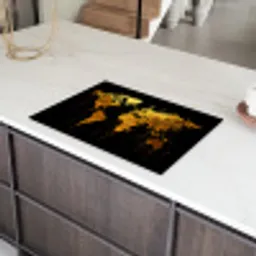 Wereldkaart - Goud - Druipen - Zwart Inductie beschermer vinyl 3mm klein -sfeer8