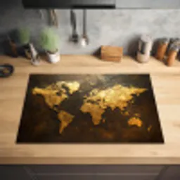 Wereldkaart - Goud - Roest Inductie beschermer vinyl 3mm klein -sfeer5