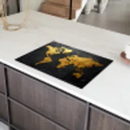 Wereldkaart - Goud - Steen Inductie beschermer vinyl 3mm klein -sfeer8