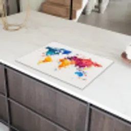 Wereldkaart - Graffiti - Kleurrijk Inductie beschermer vinyl 3mm klein -sfeer8