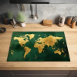 Wereldkaart - Groen - Goud Inductie beschermer vinyl 3mm klein -sfeer5