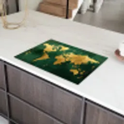 Wereldkaart - Groen - Goud Inductie beschermer vinyl 3mm klein -sfeer8
