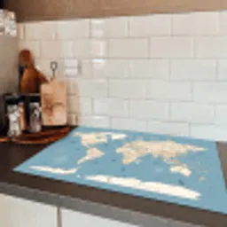 Wereldkaart - Oceaan - Realistisch - Blauw Inductie beschermer vinyl 3mm klein -sfeer3