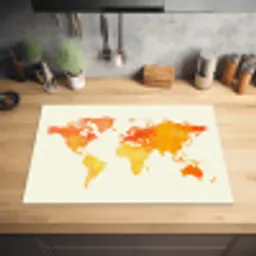 Wereldkaart - Oranje - Kleurrijk Inductie beschermer vinyl 3mm klein -sfeer5