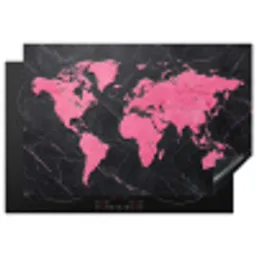 Wereldkaart - Roze - Marmer Inductie beschermer vinyl 3mm klein -3d