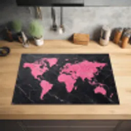 Wereldkaart - Roze - Marmer Inductie beschermer vinyl 3mm klein -sfeer5