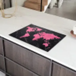 Wereldkaart - Roze - Marmer Inductie beschermer vinyl 3mm klein -sfeer8