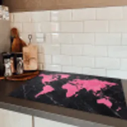Wereldkaart - Roze - Marmer Inductie beschermer vinyl 3mm klein -sfeer3