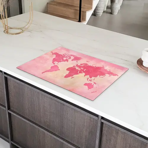 Wereldkaart - Roze - Vaag Inductie beschermer vinyl 3mm klein -sfeer8