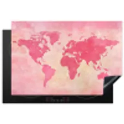 Wereldkaart - Roze - Vaag Inductie beschermer vinyl 3mm klein -3d