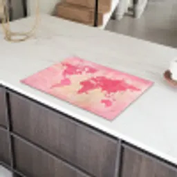 Wereldkaart - Roze - Vaag Inductie beschermer vinyl 3mm klein -sfeer8