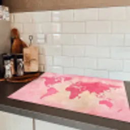 Wereldkaart - Roze - Vaag Inductie beschermer vinyl 3mm klein -sfeer3