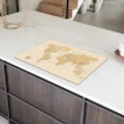 Wereldkaart - Realistisch - Beige Inductie beschermer vinyl 3mm klein -sfeer8