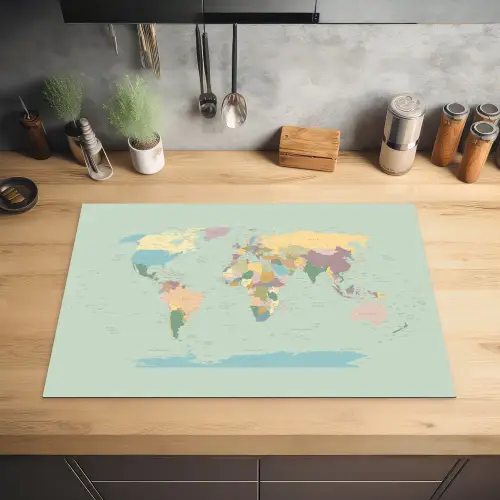 Wereldkaart - Realistisch - Kaart Inductie beschermer vinyl 3mm klein -sfeer5