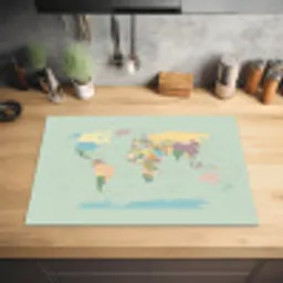 Wereldkaart - Realistisch - Kaart Inductie beschermer vinyl 3mm klein -sfeer5