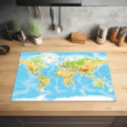 Wereldkaart - Staatkundig - Blauw - Aarde - Educatief Inductie beschermer vinyl 3mm klein -sfeer5