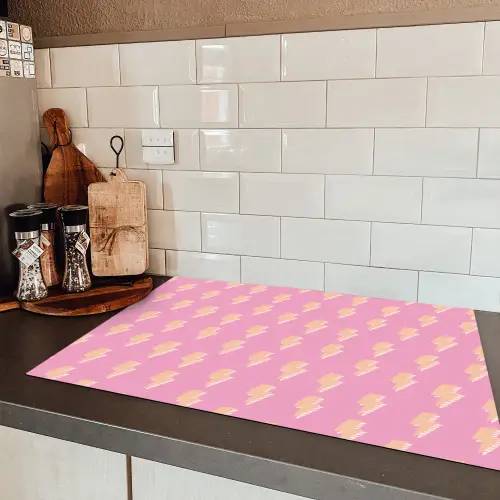 Geel - Bliksem - Roze Inductie beschermer vinyl 3mm klein 276 -sfeer3