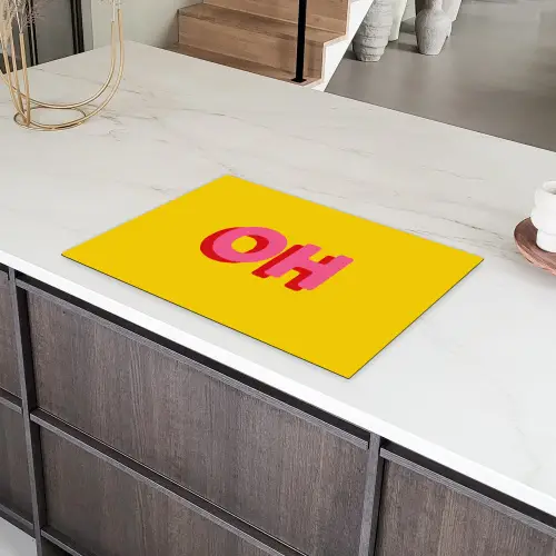 Geel - Roze - Oh - 3D Inductie beschermer vinyl 3mm klein -sfeer8