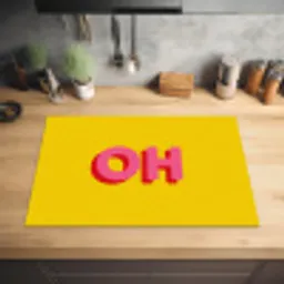 Geel - Roze - Oh - 3D Inductie beschermer vinyl 3mm klein -sfeer5