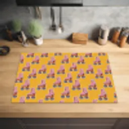 Retro - Disco - Rolschaatsen - Geel - Roze Inductie beschermer vinyl 3mm klein 276 -sfeer5
