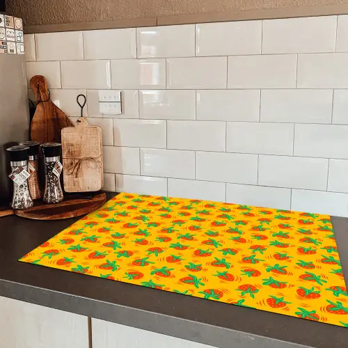 Geel - Aardbeien - Effect Inductie beschermer vinyl 3mm klein 276 -sfeer3