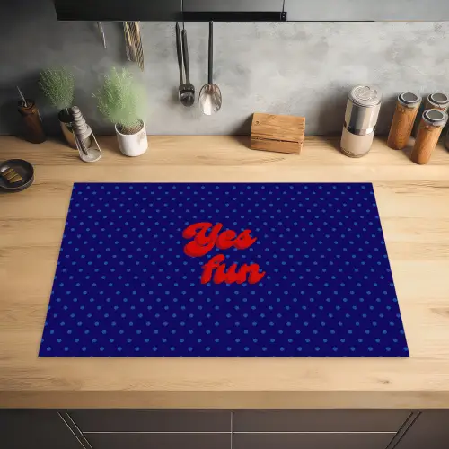 Yes fun - Rood - Blauw - Stippen Inductie beschermer vinyl 3mm klein -sfeer5