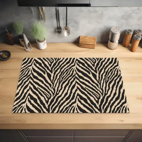 Zebra - Klassiek - Zwart Inductie beschermer vinyl 3mm klein 276 -sfeer5
