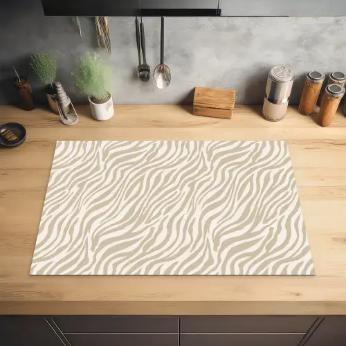 Zebra - Patroon - Beige Inductie beschermer vinyl 3mm klein 276 -sfeer5