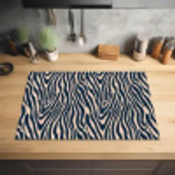 Zebra - Patroon - Blauw - Beige Inductie beschermer vinyl 3mm klein 276 -sfeer5