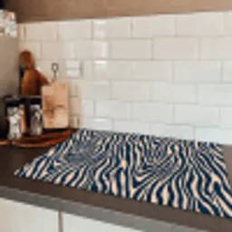 Zebra - Patroon - Blauw - Beige Inductie beschermer vinyl 3mm klein 276 -sfeer3