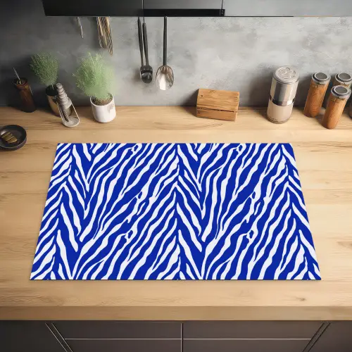 Zebra - Patroon - Kobalt - Blauw Inductie beschermer vinyl 3mm klein 276 -sfeer5