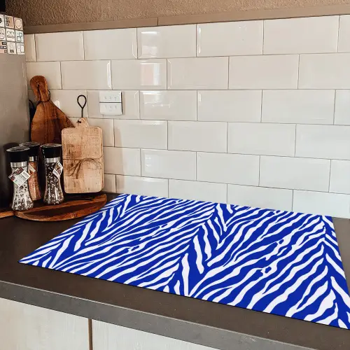 Zebra - Patroon - Kobalt - Blauw Inductie beschermer vinyl 3mm klein 276 -sfeer3