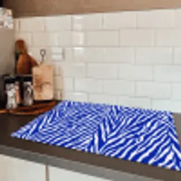 Zebra - Patroon - Kobalt - Blauw Inductie beschermer vinyl 3mm klein 276 -sfeer3