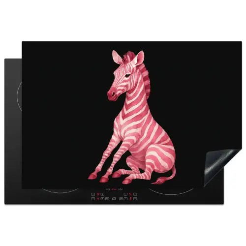 Zebra - Roze - Gestreept Inductie beschermer vinyl 3mm klein -3d