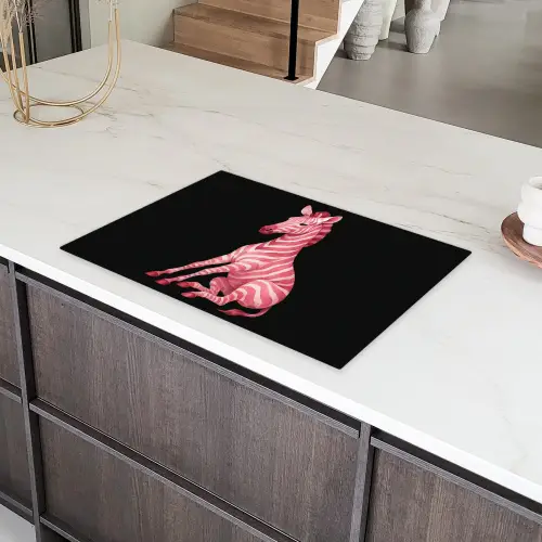 Zebra - Roze - Gestreept Inductie beschermer vinyl 3mm klein -sfeer8