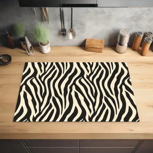 Zebra - Print - Klassiek - Zwart Inductie beschermer vinyl 3mm klein 276 -sfeer5
