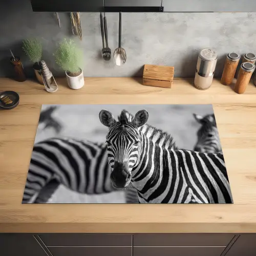 Zebra's - Zwart - Wit Inductie beschermer vinyl 3mm klein -sfeer5