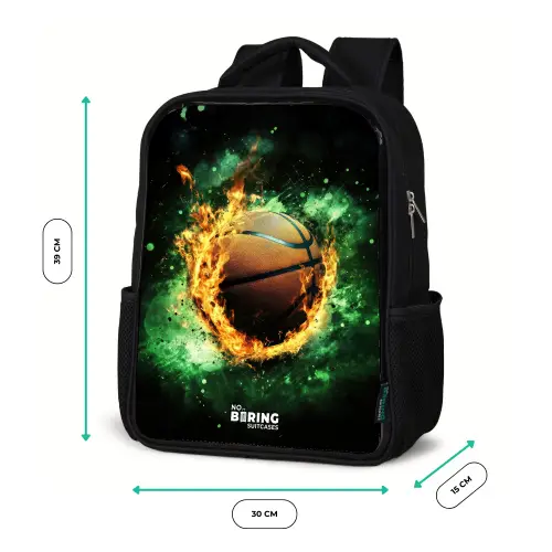 Basketbal in vlammen en explosieve energie Rugzak - Zwart middel -productfoto_formaten