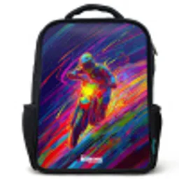 Crossmotor - Neonkleuren - Lijnen - Helm Rugzak - Zwart middel -3d