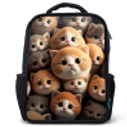 Knuffelkatjes Rugzak - Zwart middel -3d