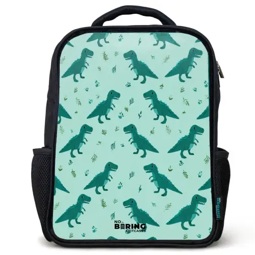 Dinos - Patroon - Groen Rugzak - Zwart middel -3d