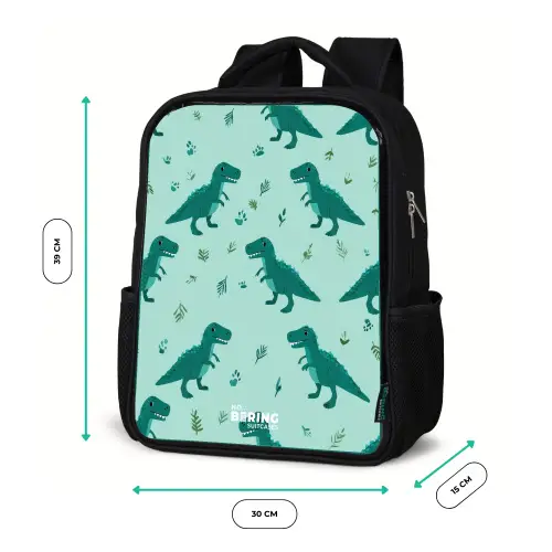 Vriendelijke T. rex tussen sporen Rugzak - Zwart middel -productfoto_formaten