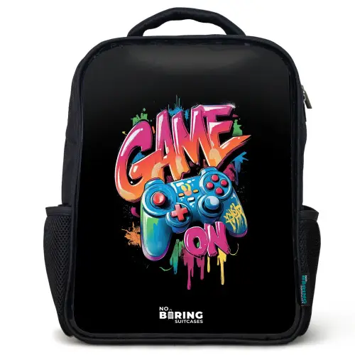 Game - Controller - Graffiti - Neon Rugzak - Zwart middel -3d