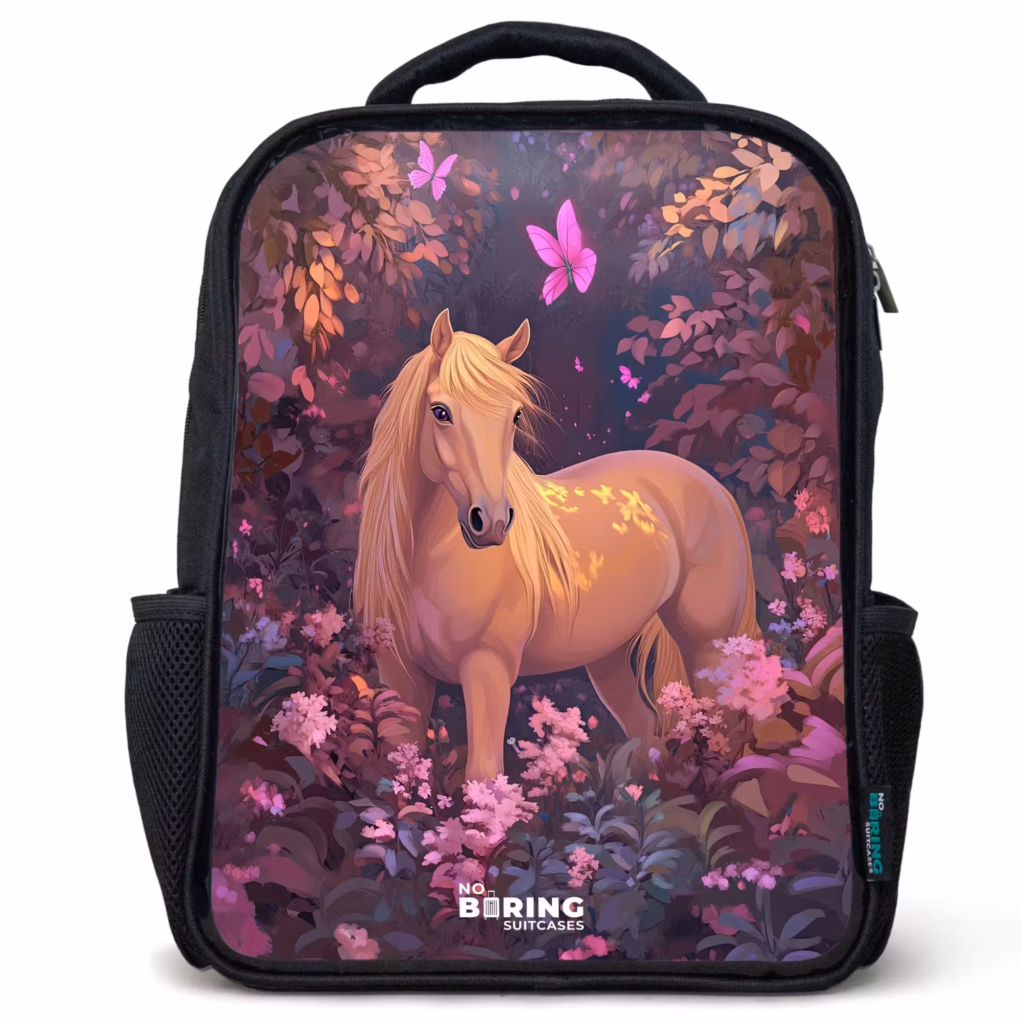 Kids' Backpacks Black -. Horse - Flowers - Purple - Butterfly